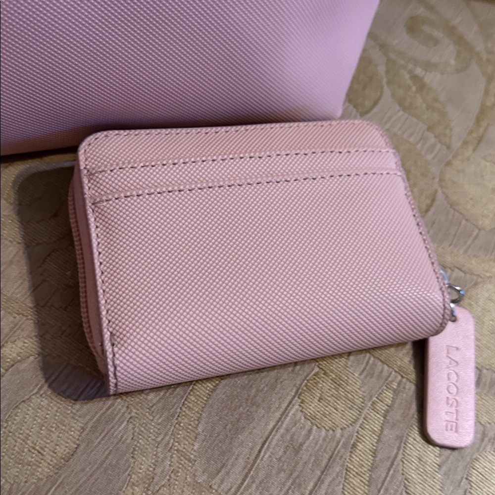 LACOSTE Large L.12.12 Concept Tote Bag, small wallet and wristlet bundle Pink - Picture 6 of 16